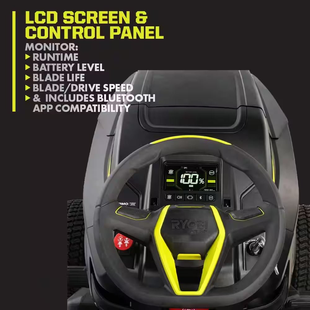 80V HP Brushless 42 In. Battery Electric Cordless Riding Lawn Tractor with (3) 80V 10Ah Batteries and Charger - Image 9