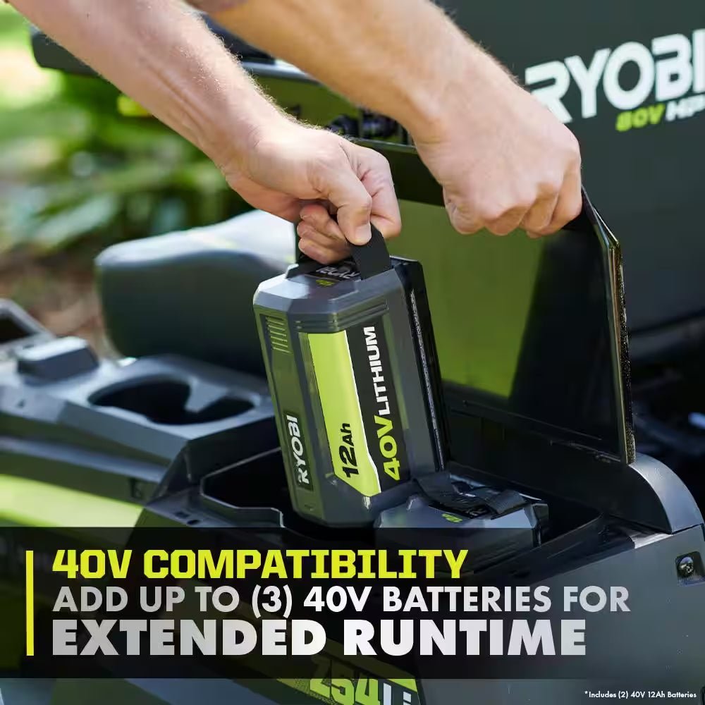 80V HP Brushless 42 In. Battery Electric Cordless Zero Turn Riding Mower (2) 80V Batteries (2) 40V Batteries and Charger - Image 11