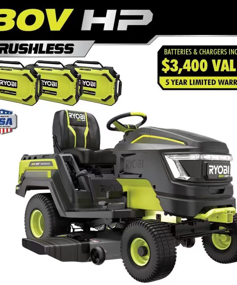 80V HP Brushless 42 In. Battery Electric Cordless Riding Lawn Tractor with (3) 80V 10Ah Batteries and Charger - Image 15