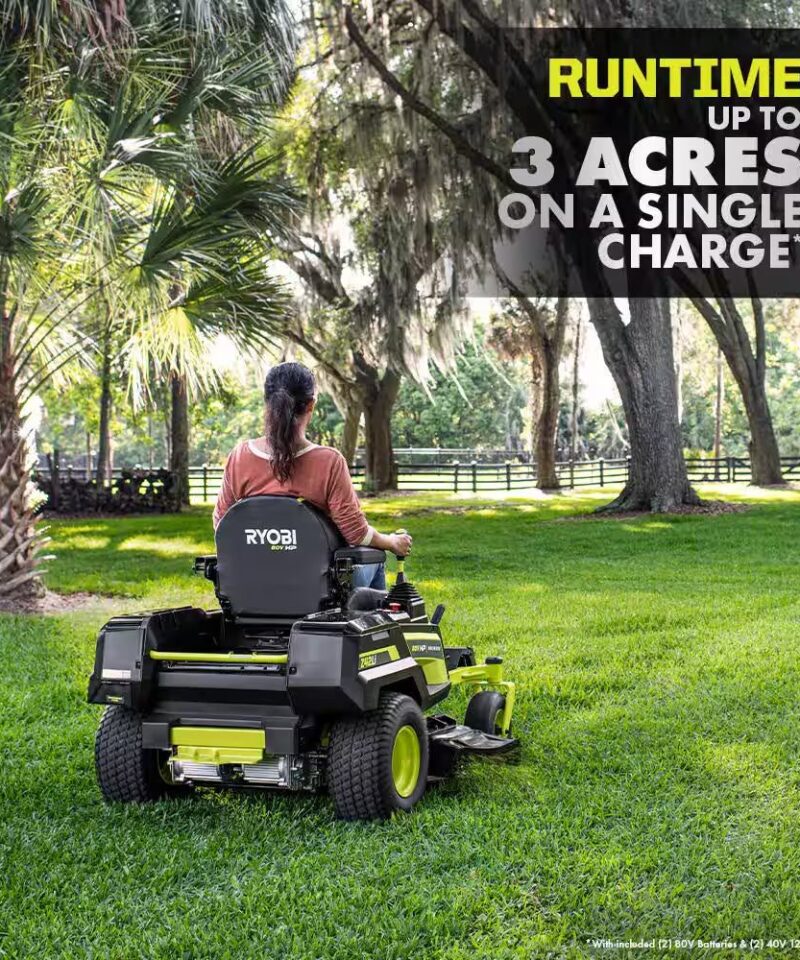 80V HP Brushless 42 In. Battery Electric Cordless Zero Turn Riding Mower (2) 80V Batteries (2) 40V Batteries and Charger - Image 8