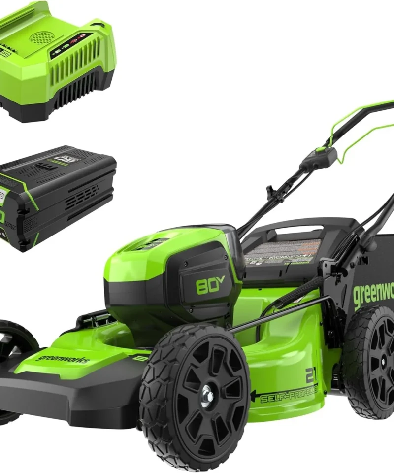 Greenworks 80V 21″ Cordless Self-Propelled Lawn Mowers.