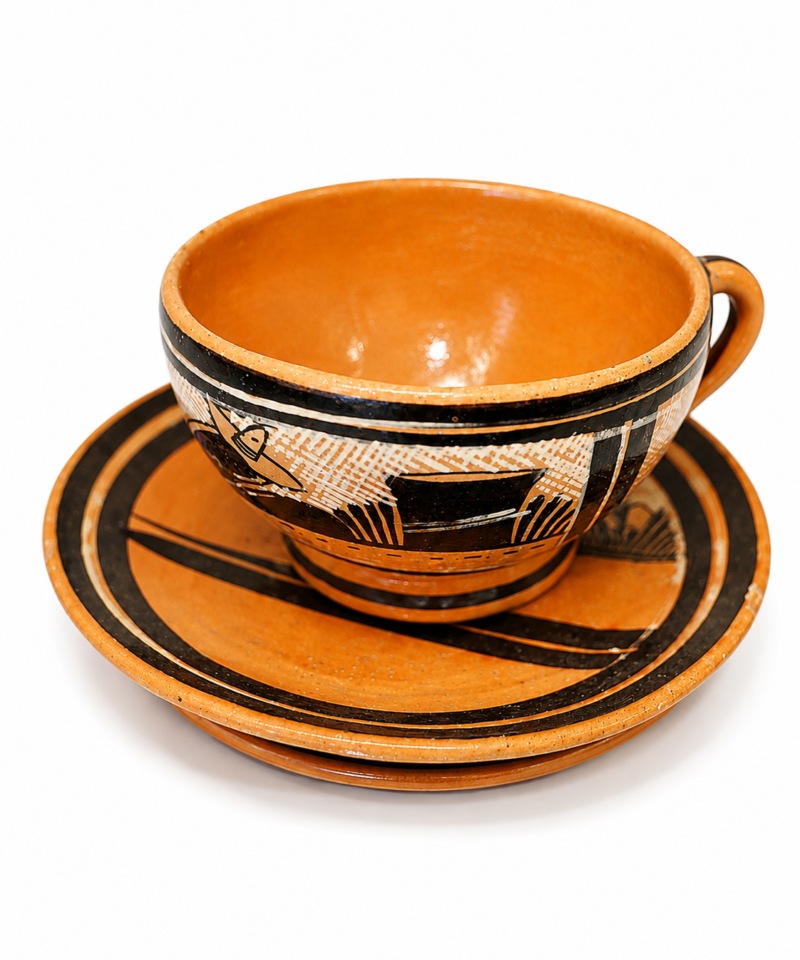 Rustic Vintage Ceramic Cup & Saucer