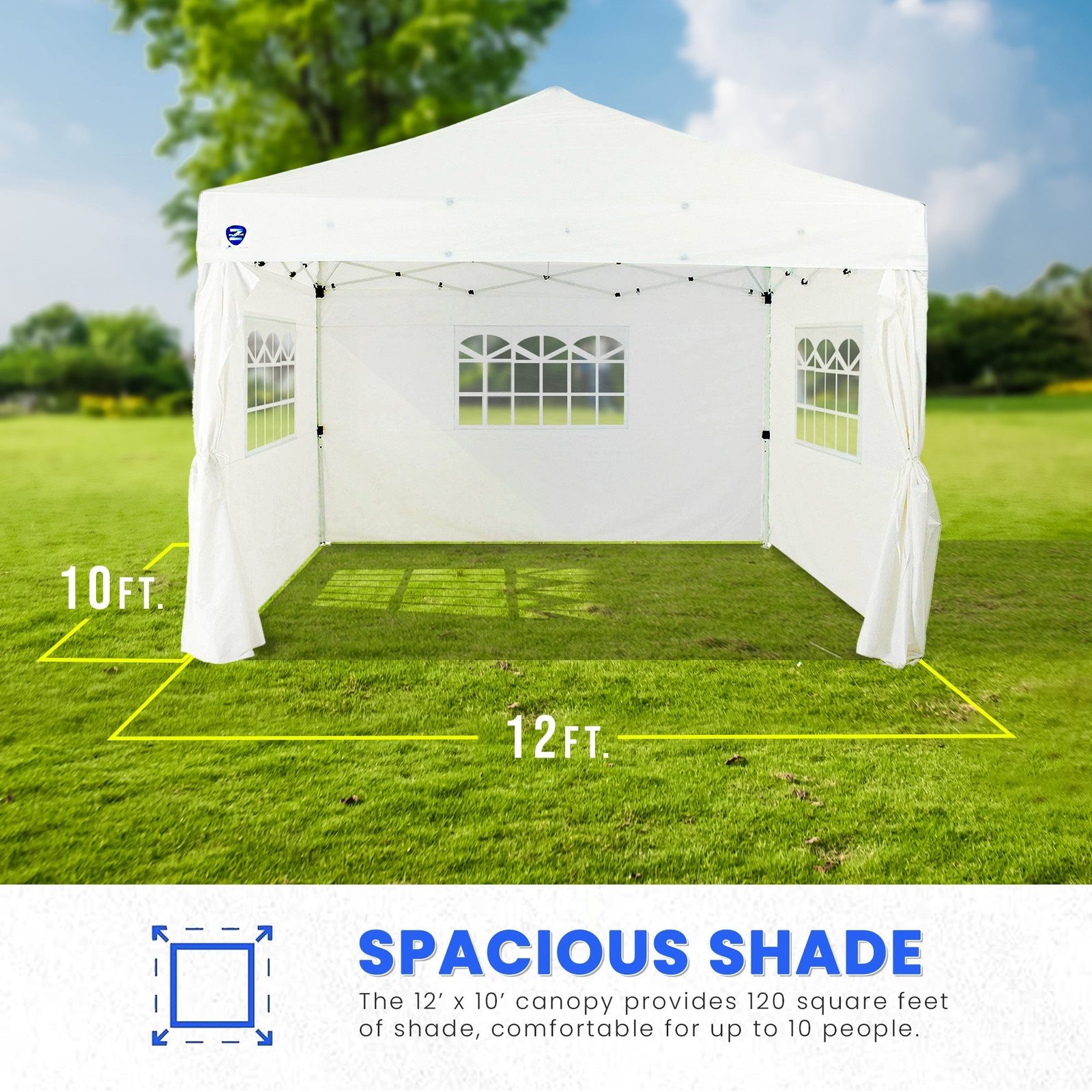Venture 12 x 10 Foot Lawn Garden Event Outdoor Pop Up Canopy Tent, White - Image 2