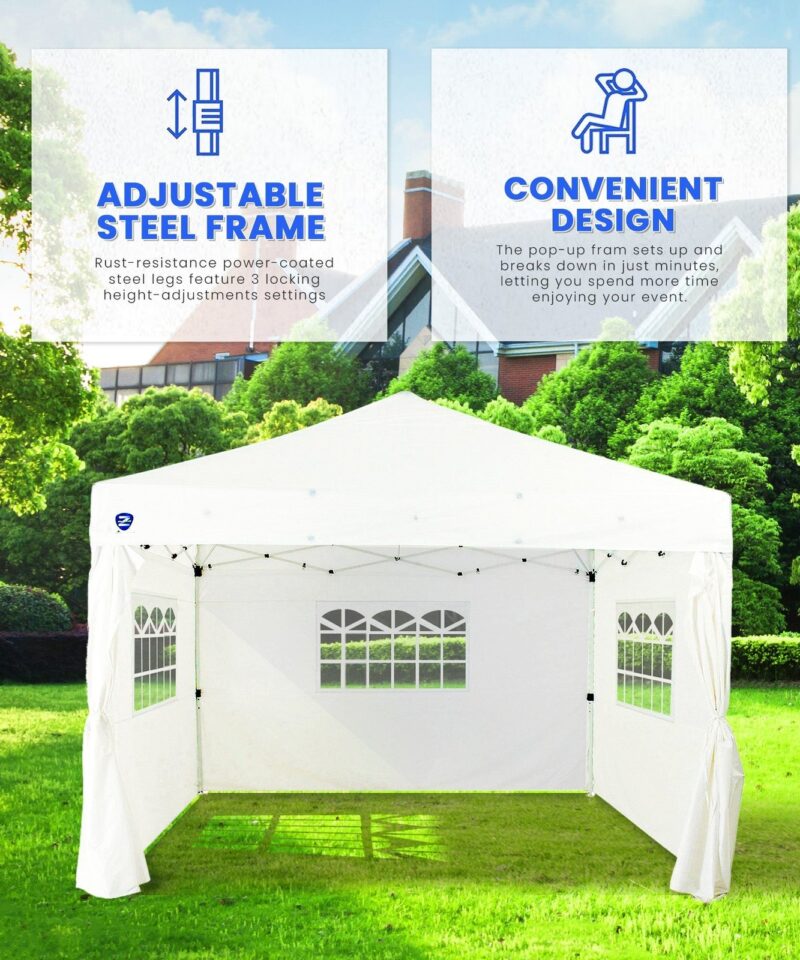 Venture 12 x 10 Foot Lawn Garden Event Outdoor Pop Up Canopy Tent, White - Image 3