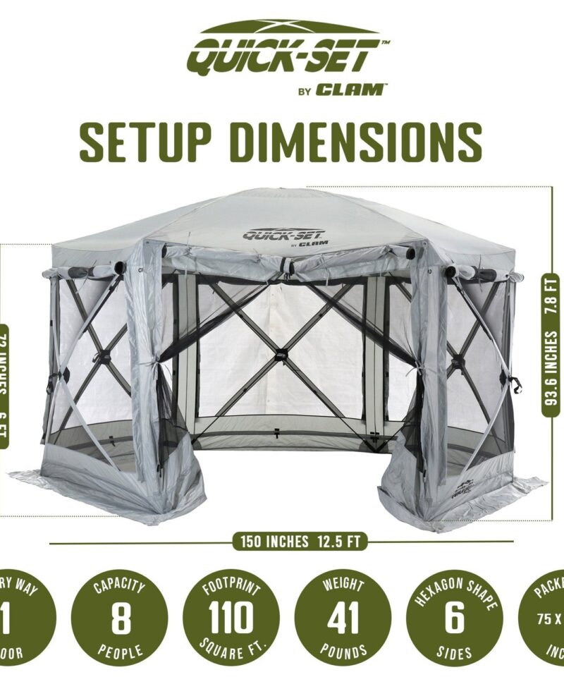 Quick-Set Pavilion 12.5 x 12.5 Foot Portable Outdoor Canopy Shelter, Gray - Image 4