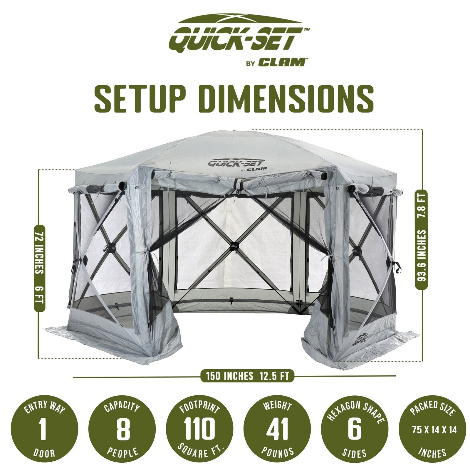 Quick-Set Pavilion 12.5 x 12.5 Foot Portable Outdoor Canopy Shelter, Gray - Image 4