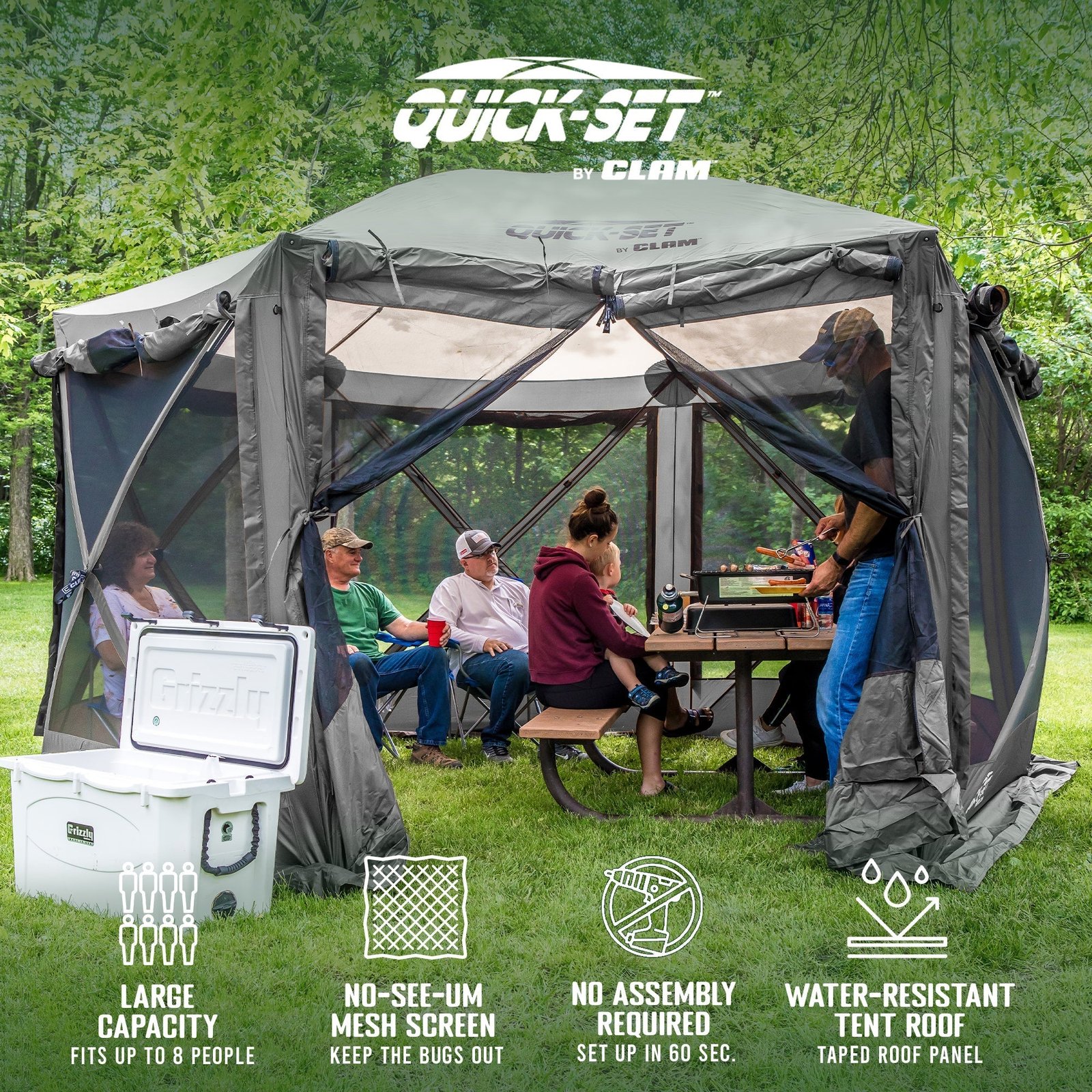 Quick-Set Pavilion 12.5 x 12.5 Foot Portable Outdoor Canopy Shelter, Gray - Image 2