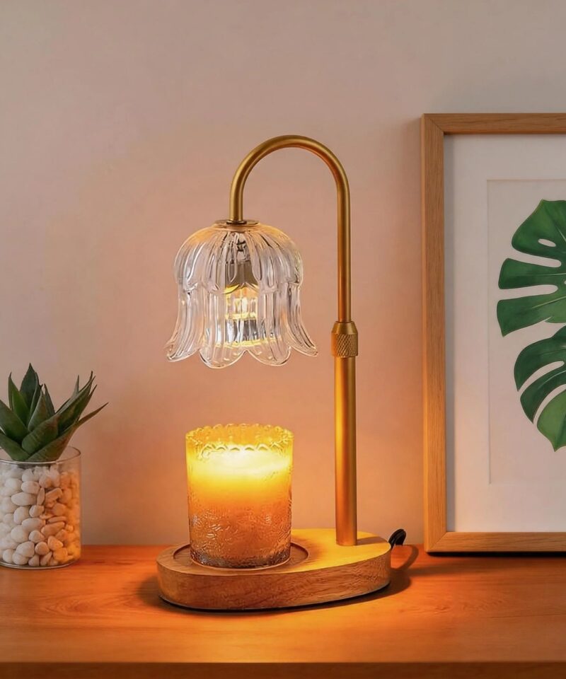 Adjustable Candle Warmer Lamp – Dimmable Wax Melt Warmer with Timer, Modern Ambient Table Light for Home Decor