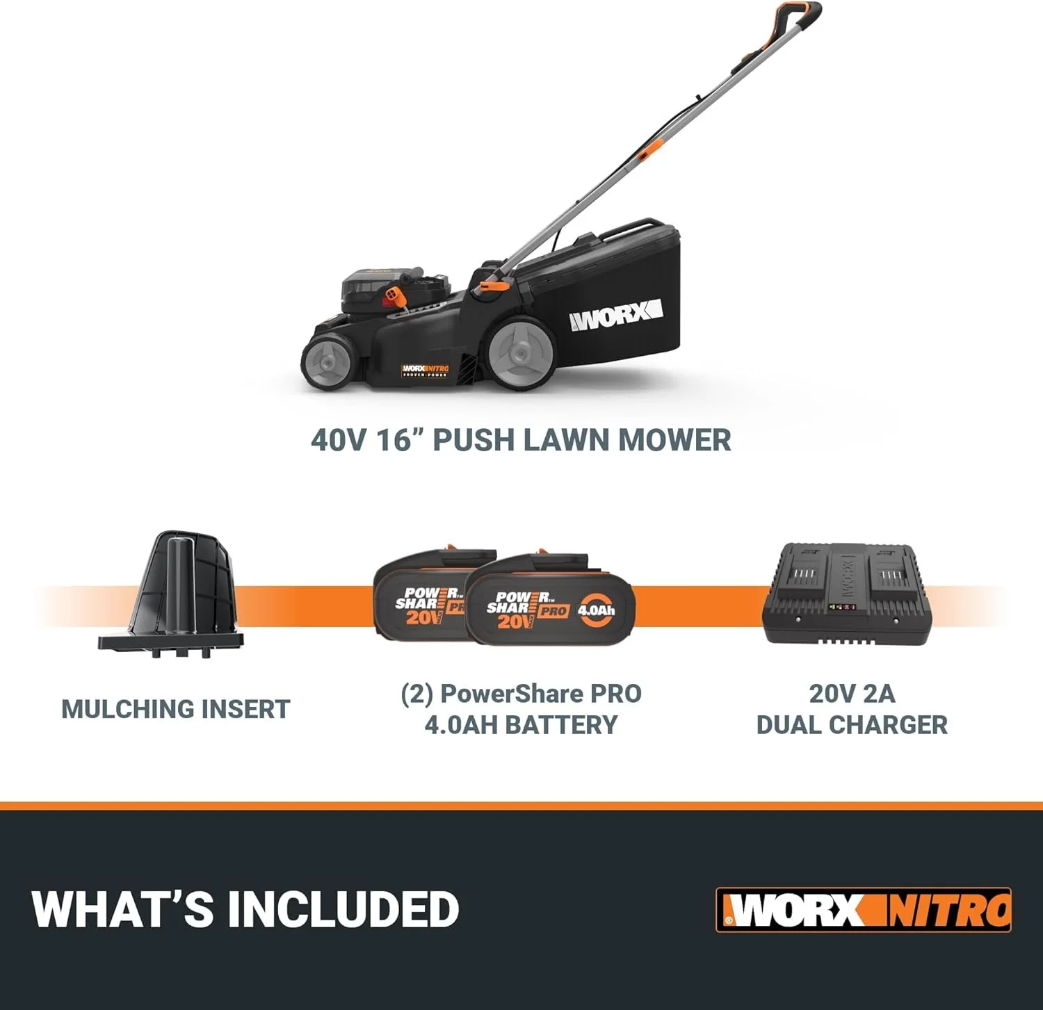WORX Nitro 40V 16″ Cordless Lawn Mowers w/Brushless Motor 2.0 & Intellicut. - Image 5