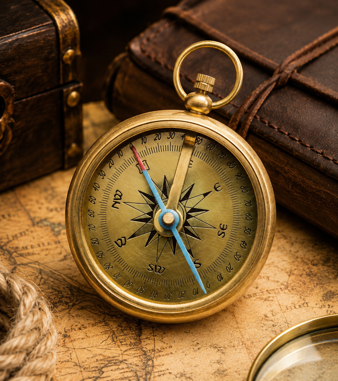 Handmade Antique Brass Compass - Image 2