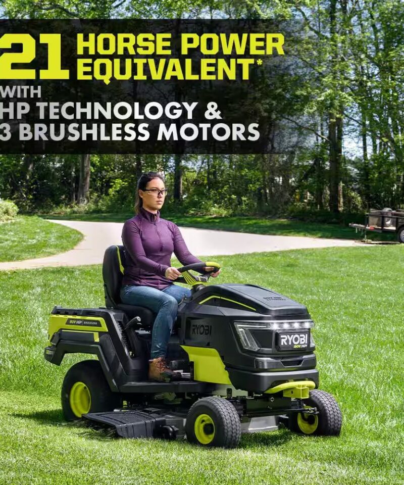 80V HP Brushless 42 In. Battery Electric Cordless Riding Lawn Tractor with (3) 80V 10Ah Batteries and Charger - Image 6