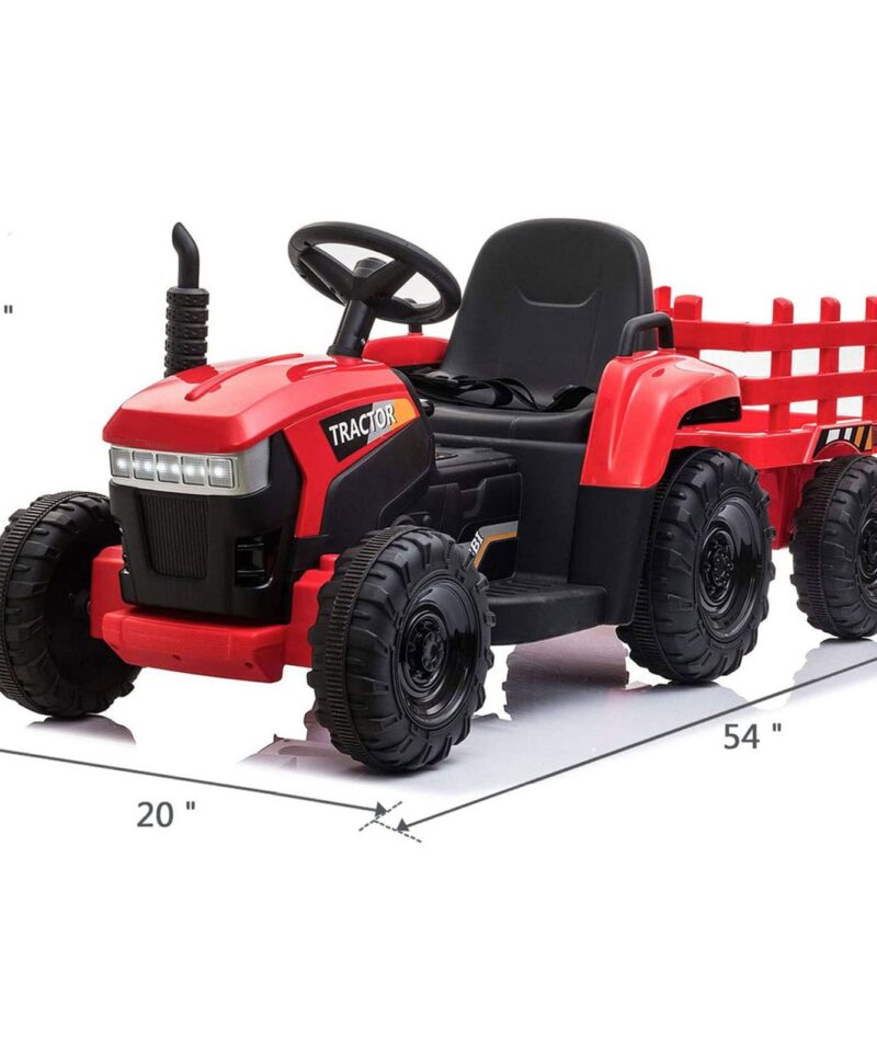 Alternative view of 12V Kids Electric Battery-Powered Ride On Toy Tractor with Trailer, Red