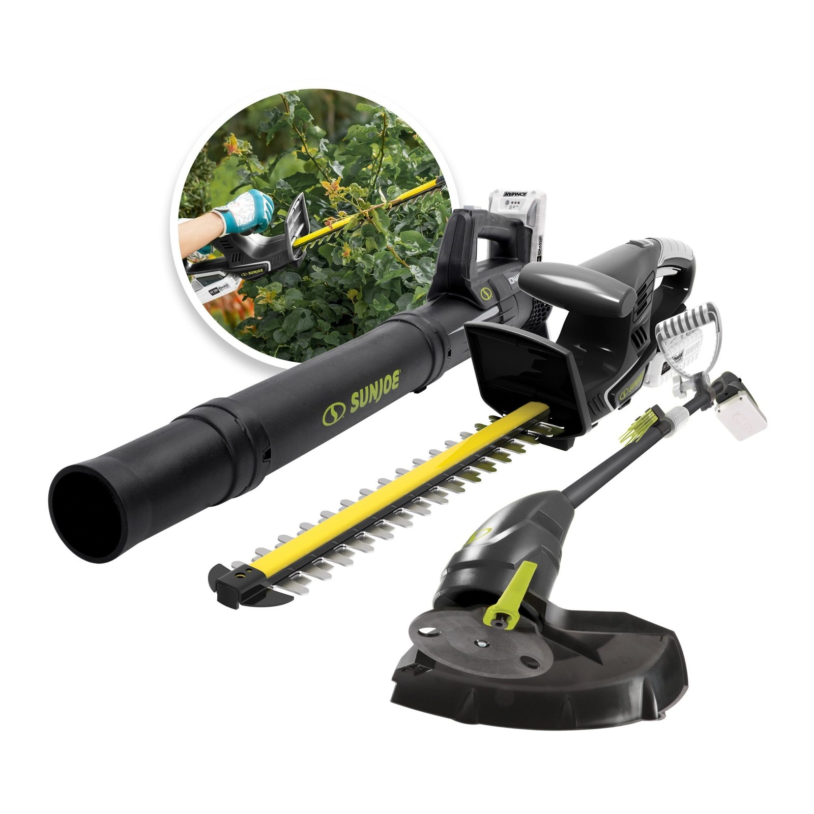 IONMAX Cordless Leaf Blower, Grass and Hedge Trimmer Kit, 24V-GT4MAX-LTE