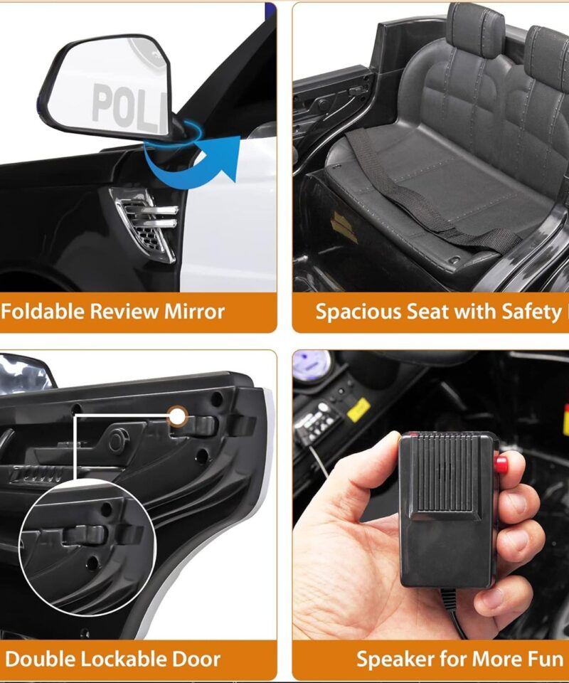 12 Volt Battery Powered Ride On Police SUV for Kids Ages 3 Years, Black - Image 3