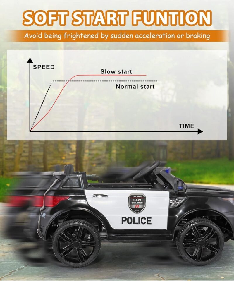 12 Volt Battery Powered Ride On Police SUV for Kids Ages 3 Years, Black - Image 5