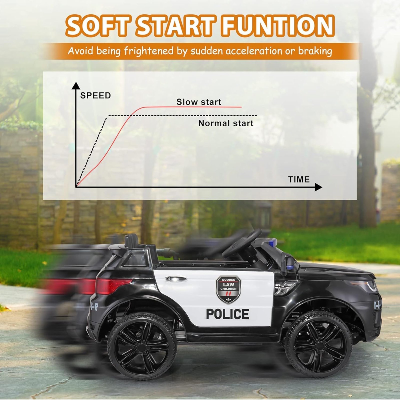 12 Volt Battery Powered Ride On Police SUV for Kids Ages 3 Years, Black - Image 5