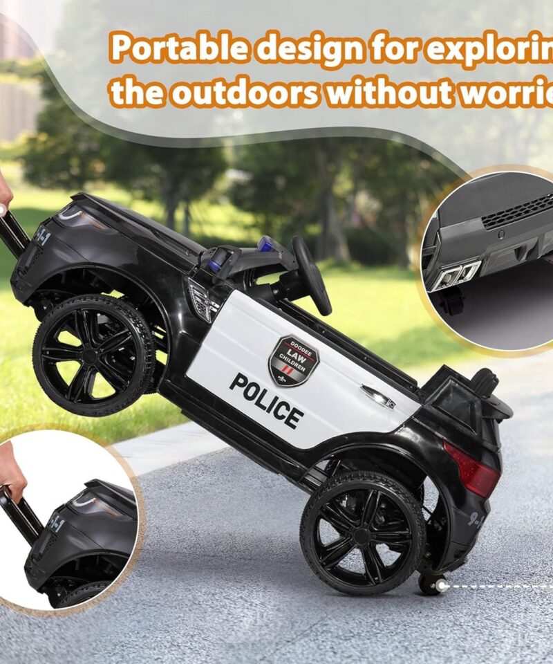 12 Volt Battery Powered Ride On Police SUV for Kids Ages 3 Years, Black - Image 6