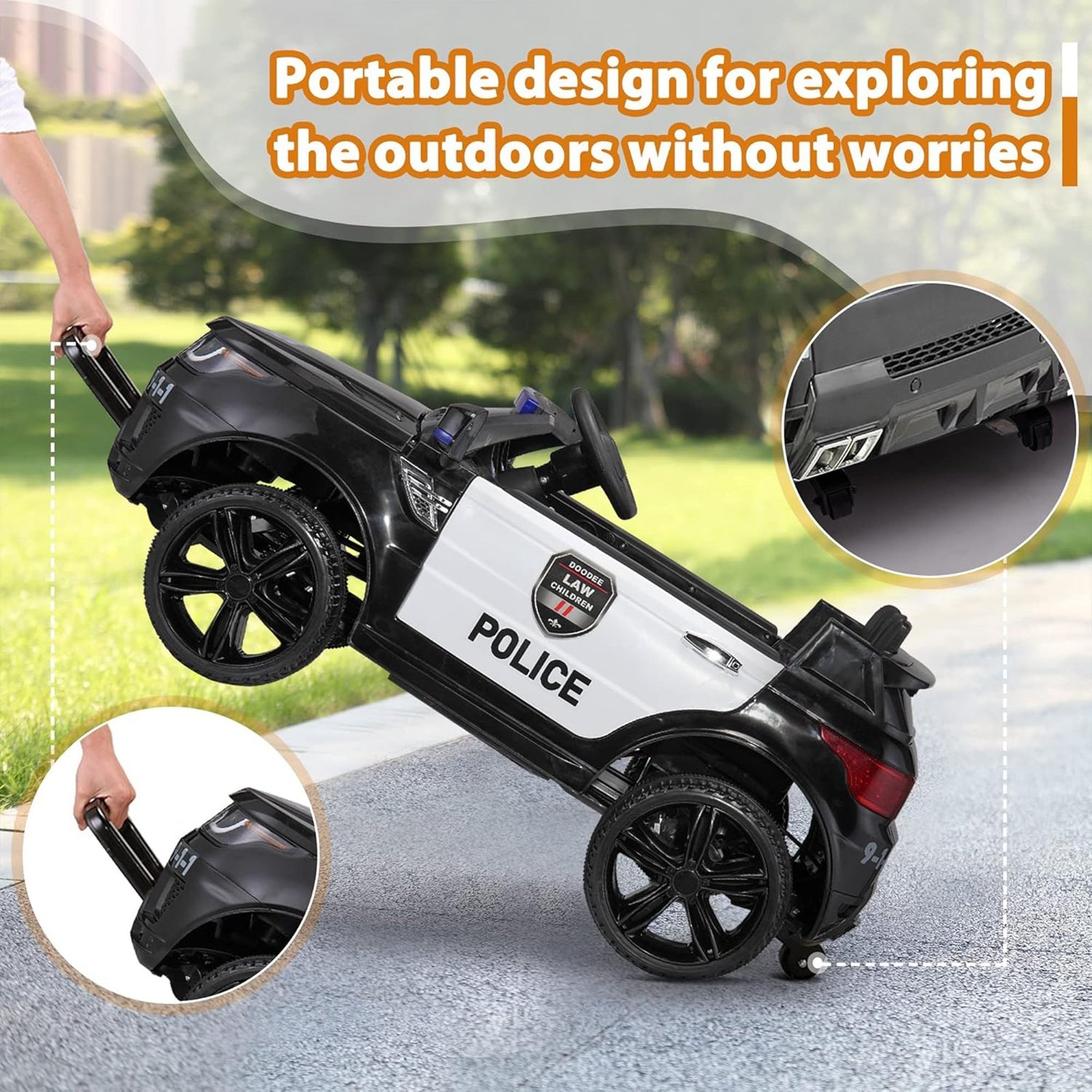 12 Volt Battery Powered Ride On Police SUV for Kids Ages 3 Years, Black - Image 6