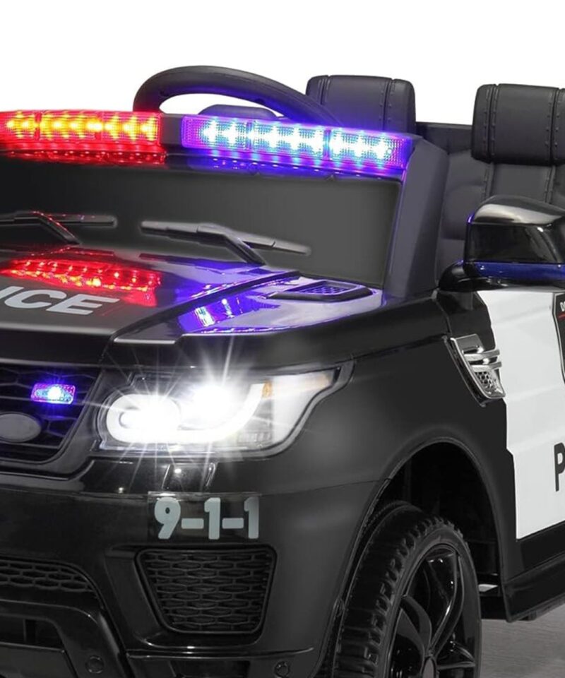 12 Volt Battery Powered Ride On Police SUV for Kids Ages 3 Years, Black - Image 10