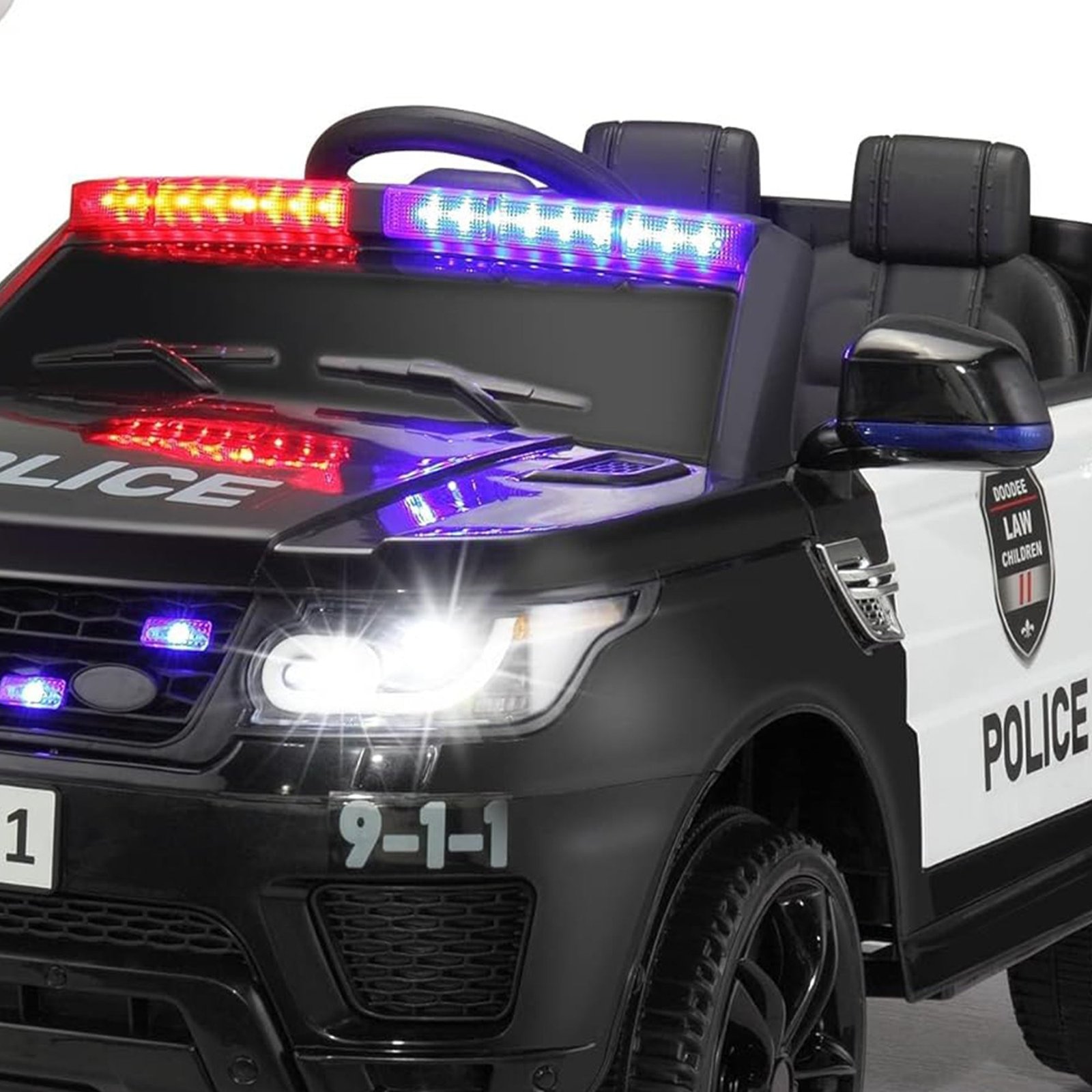 12 Volt Battery Powered Ride On Police SUV for Kids Ages 3 Years, Black - Image 10