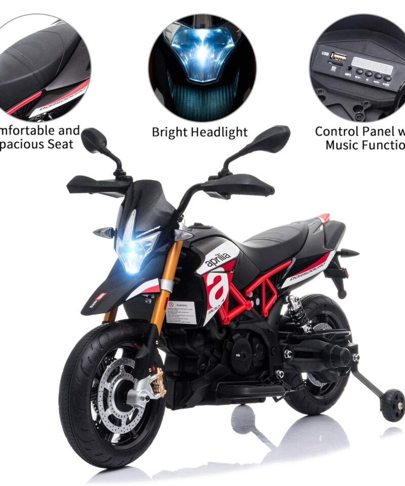 Battery Powered Ride On Aprilia Motorcycle for Ages 3 Years and Up, Red - Image 4