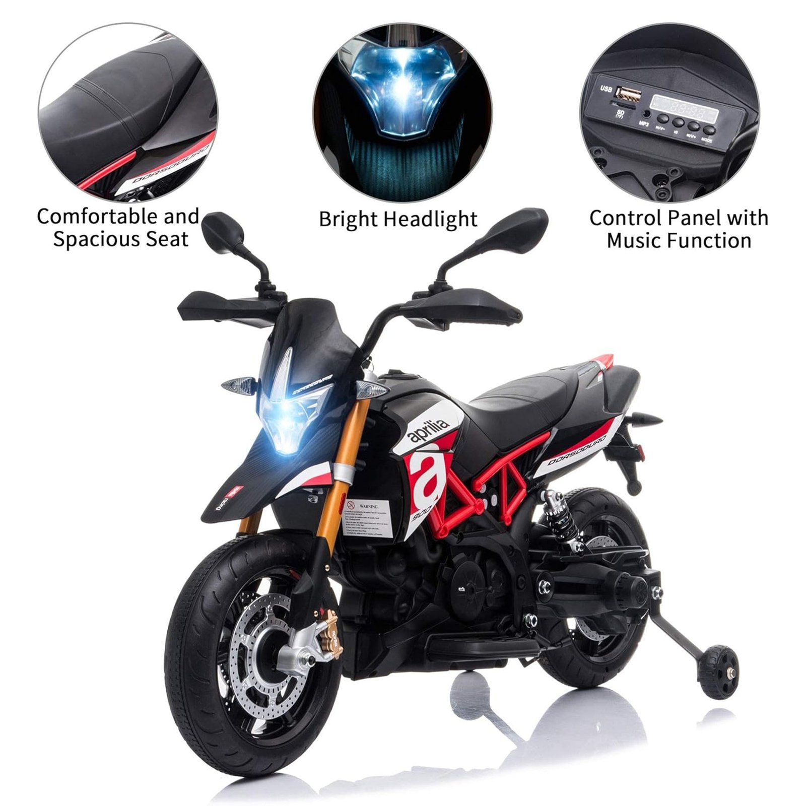 Battery Powered Ride On Aprilia Motorcycle for Ages 3 Years and Up, Red - Image 4