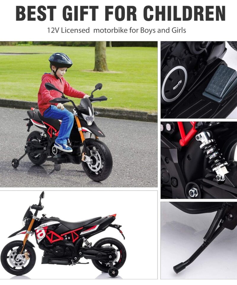 Battery Powered Ride On Aprilia Motorcycle for Ages 3 Years and Up, Red - Image 5