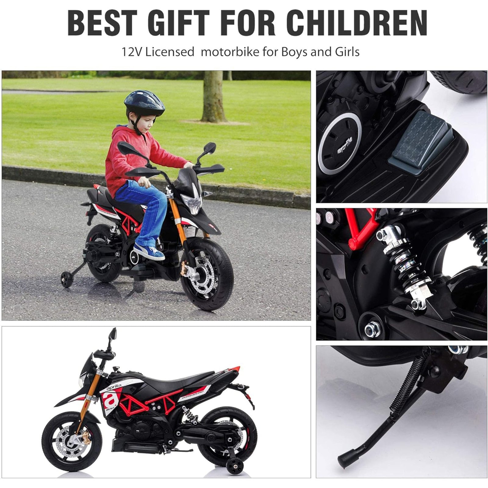 Battery Powered Ride On Aprilia Motorcycle for Ages 3 Years and Up, Red - Image 5