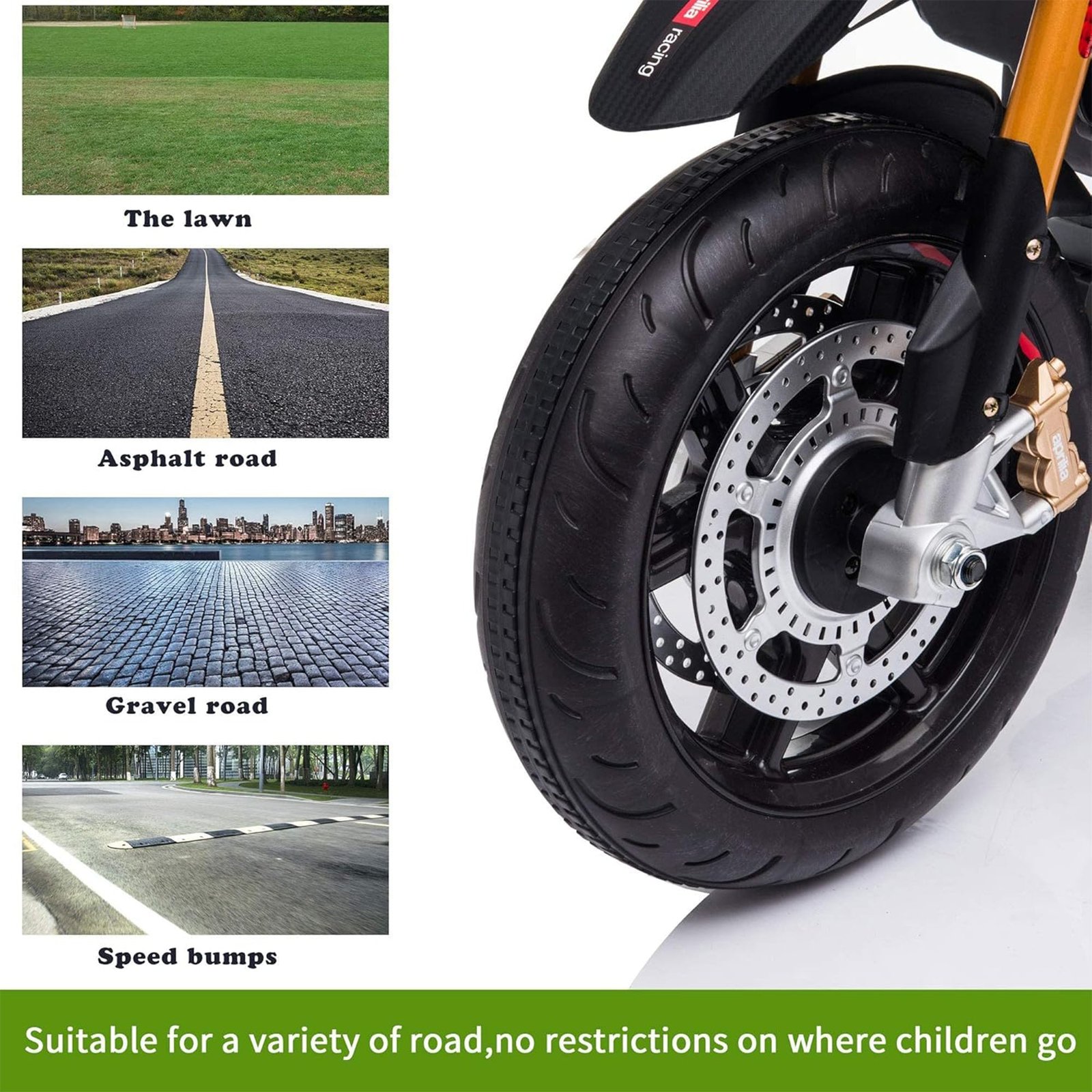 Battery Powered Ride On Aprilia Motorcycle for Ages 3 Years and Up, Red - Image 6