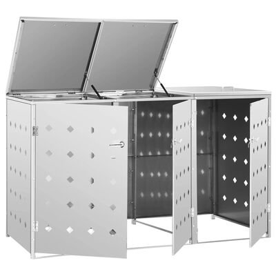 Triple Wheelie Bin Shed 63.4 gal Stainless - Image 2