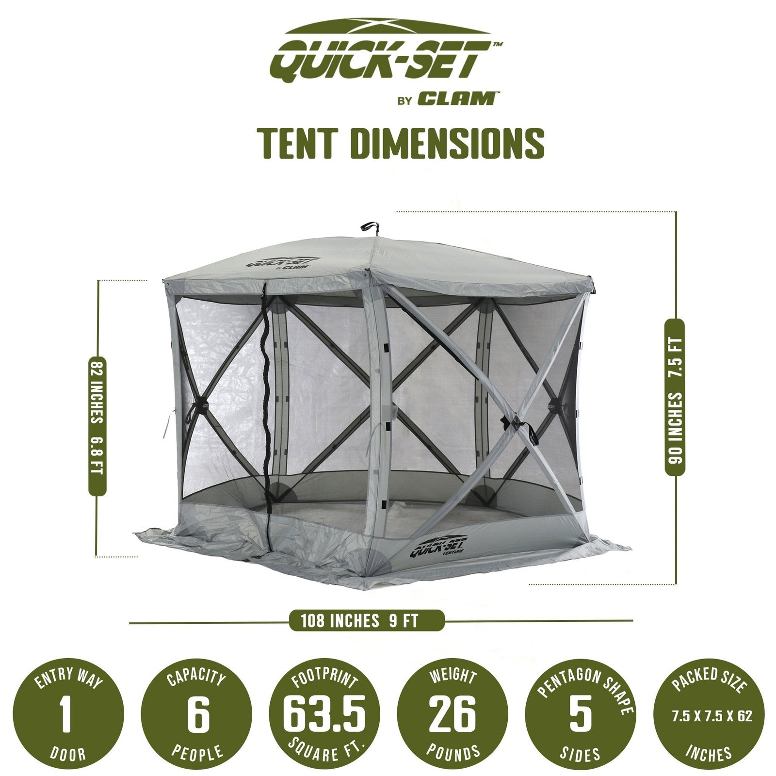 Quick Set Venture Canopy Shelter + Quick Set Screen, Gray (2 Pack) - Image 5