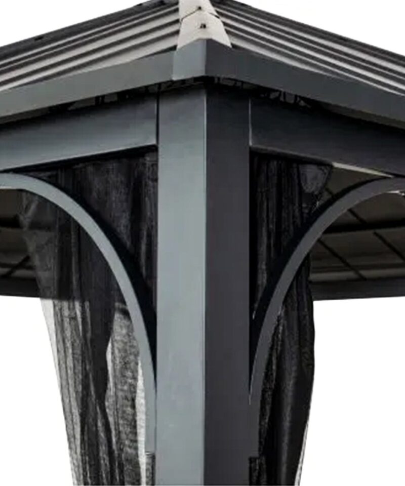 Hildreth 11 x 13 Foot Screened Gazebo Canopy Outdoor Pergola Tent, Black - Image 8