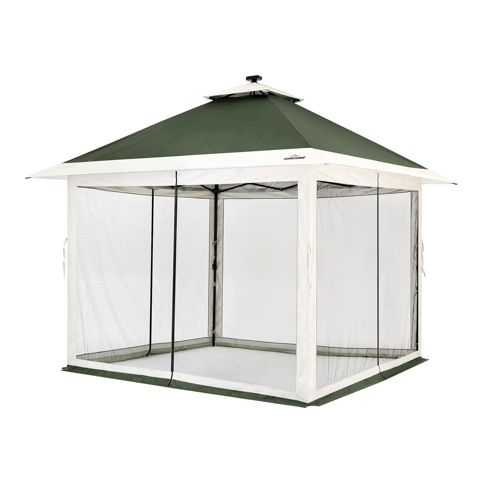 12×12 Instant Pop Up Gazebo Solar Light Screen Canopy Tent Cover, Green - Image 8