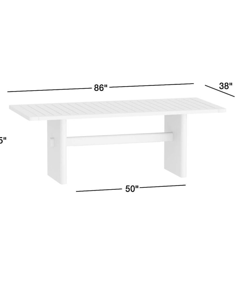 Ipanema 86″ Teak Wood and Resin Outdoor Dining Table - Image 9