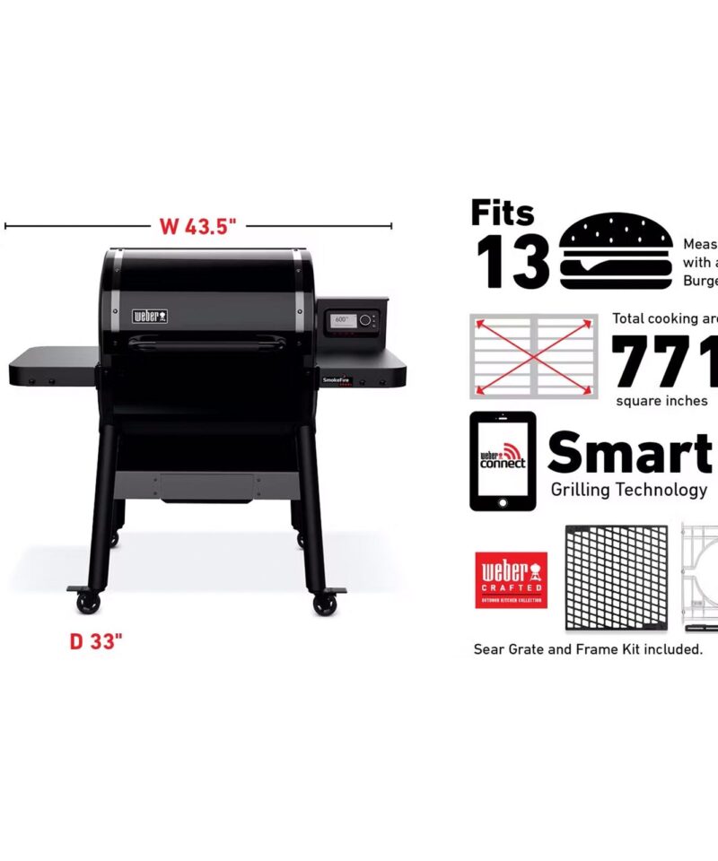 SmokeFire Sear ELX4 Outdoor 24″ Wood Fire Pellet Smart Smoker Grill, Black - Image 2
