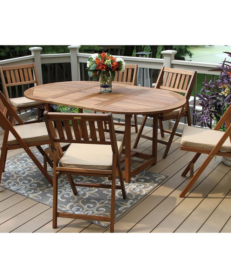 Alternative view of Outdoor Interiors 7 Piece Fold and Store Eucalyptus Hardwood Outdoor Dining Set