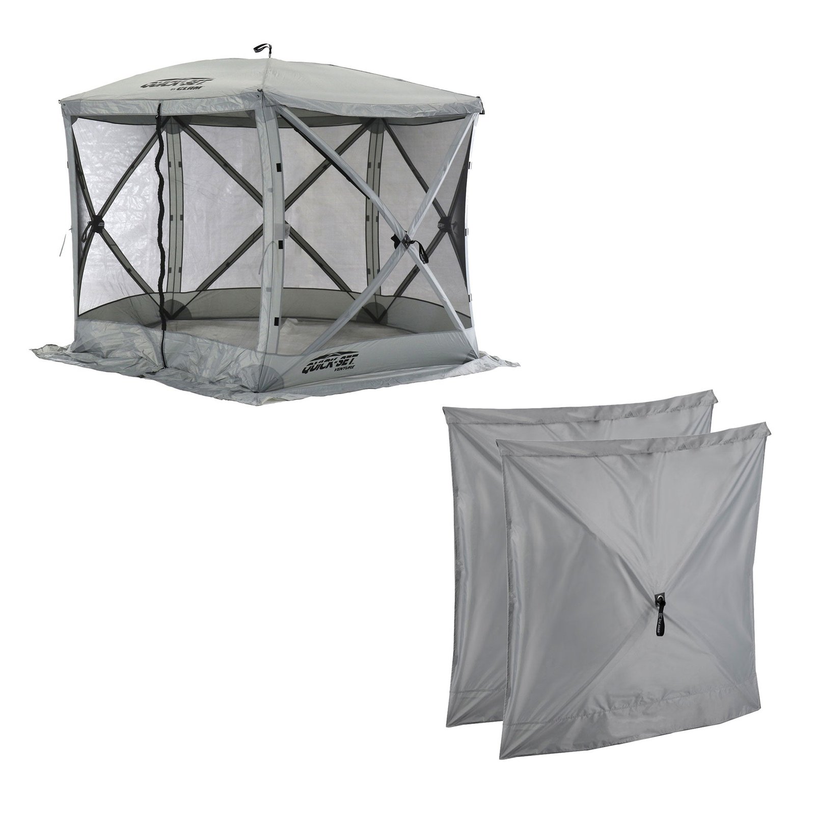 Quick Set Venture Canopy Shelter + Quick Set Screen, Gray (2 Pack)