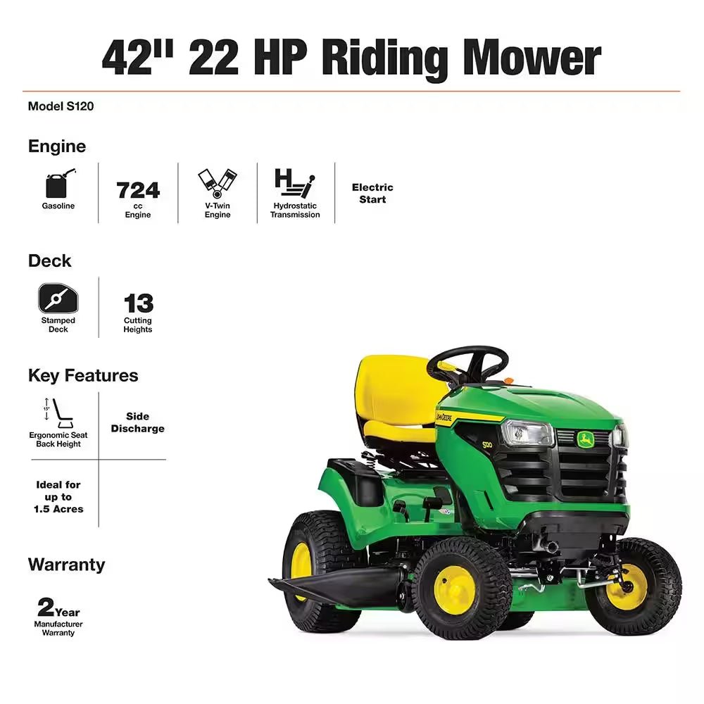 S120 42 In. 22 HP V-Twin Gas Hydrostatic Riding Lawn Mower - Image 2