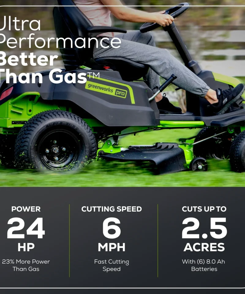 Greenworks 60V 42″ Cordless Battery CrossoverT Riding Lawn Mowers. - Image 3