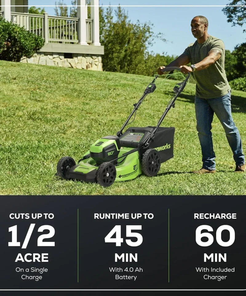 Greenworks 80V 21″ Cordless Self-Propelled Lawn Mowers. - Image 3