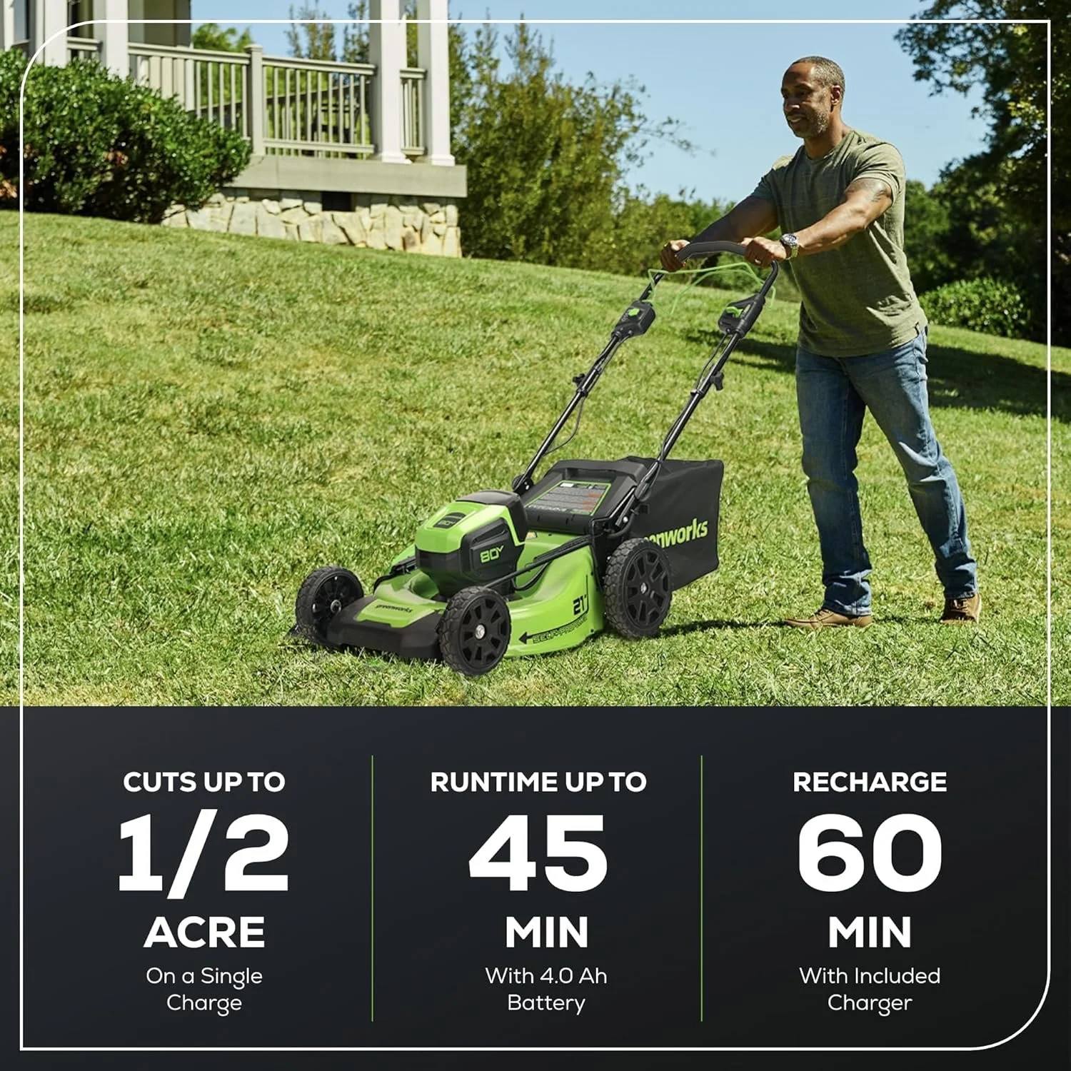 Greenworks 80V 21″ Cordless Self-Propelled Lawn Mowers. - Image 3