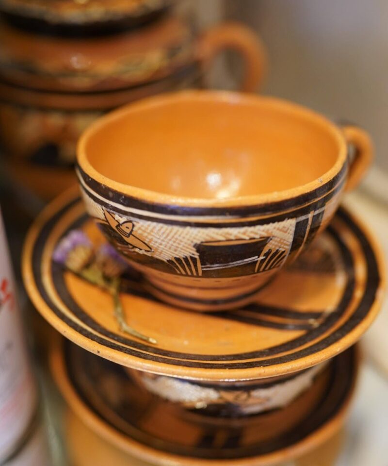 Rustic Vintage Ceramic Cup & Saucer - Image 4