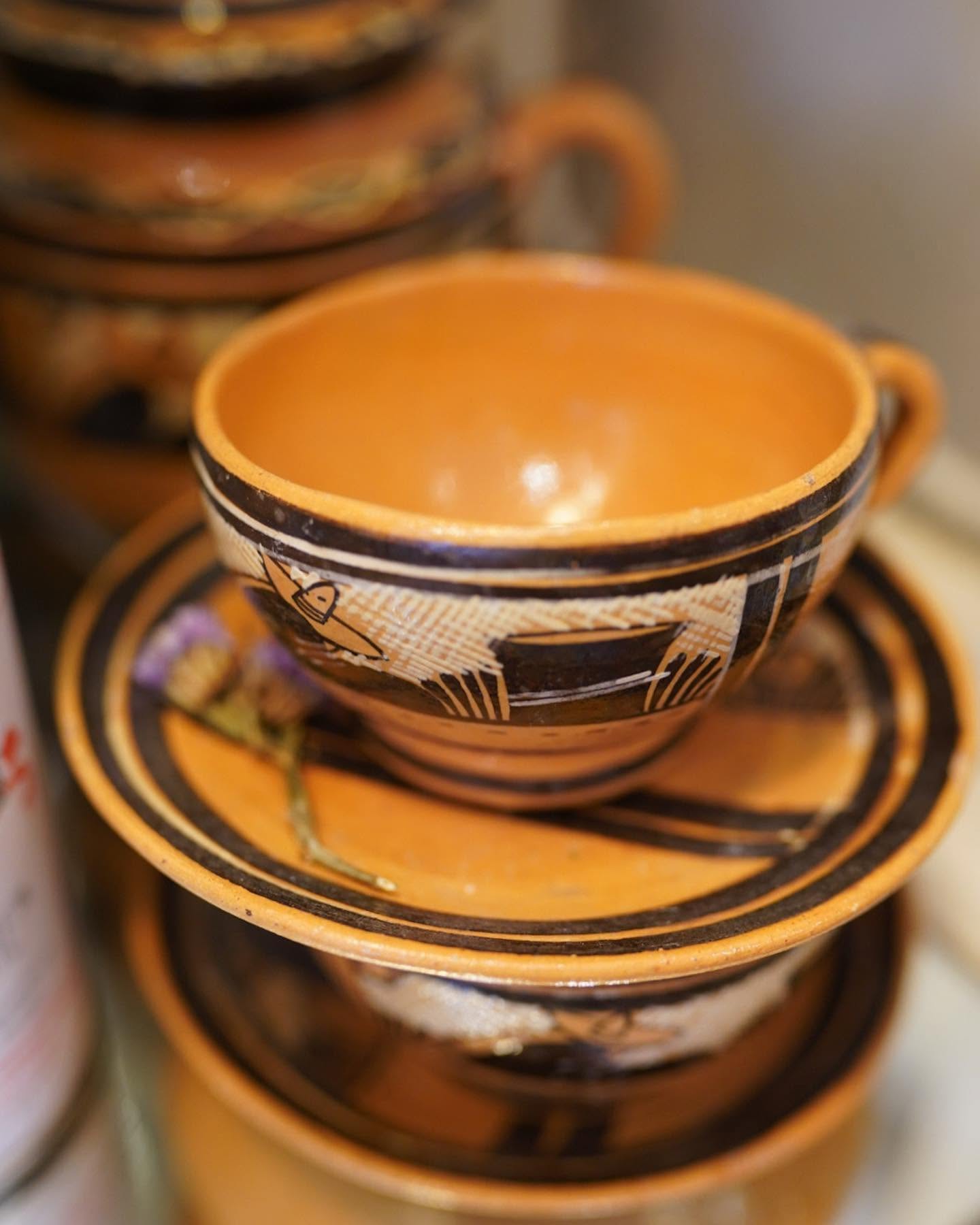 Rustic Vintage Ceramic Cup & Saucer - Image 4