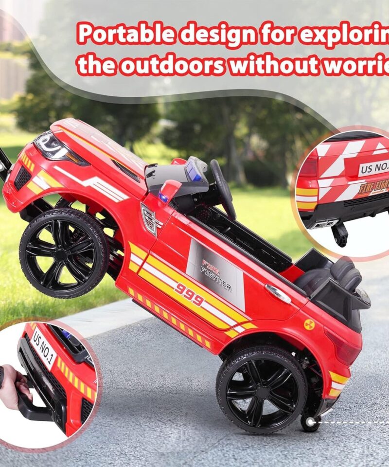 12 Volt Battery Powered Ride On Fire Truck for Kids Ages 3 Years, Red - Image 6