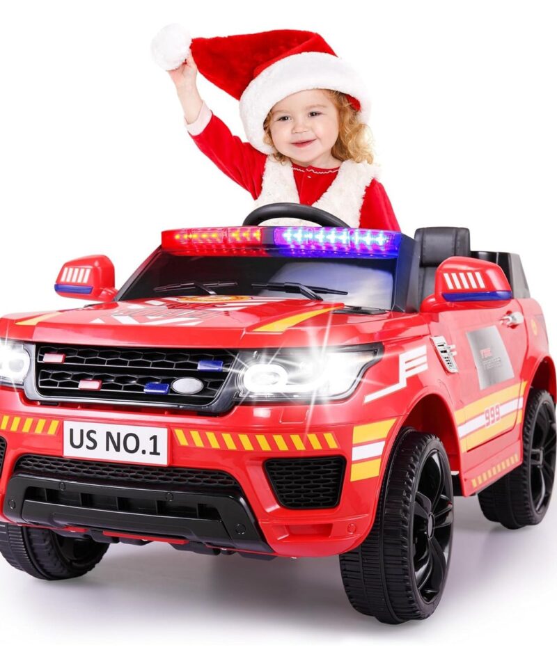 12 Volt Battery Powered Ride On Fire Truck for Kids Ages 3 Years, Red - Image 9