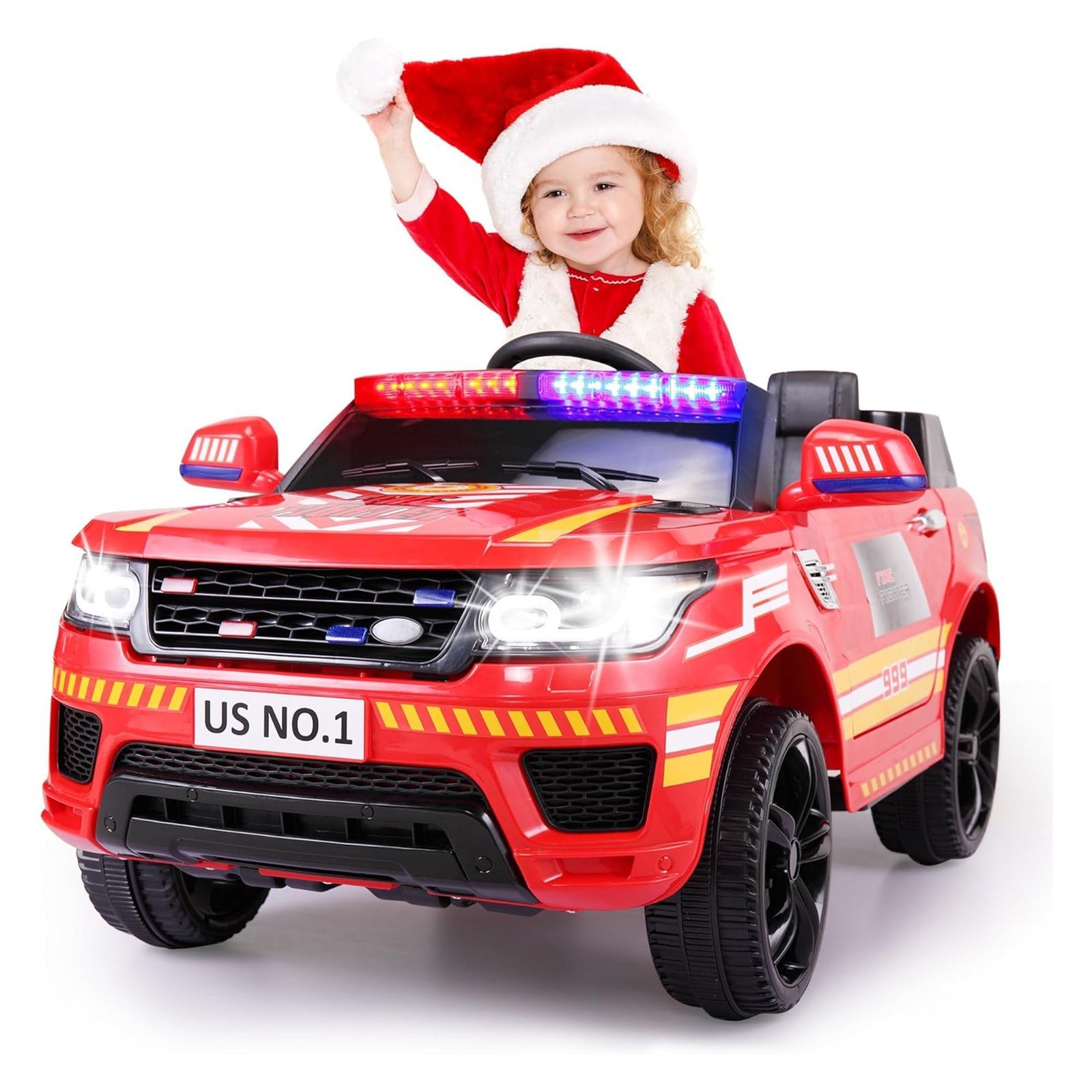 12 Volt Battery Powered Ride On Fire Truck for Kids Ages 3 Years, Red - Image 9