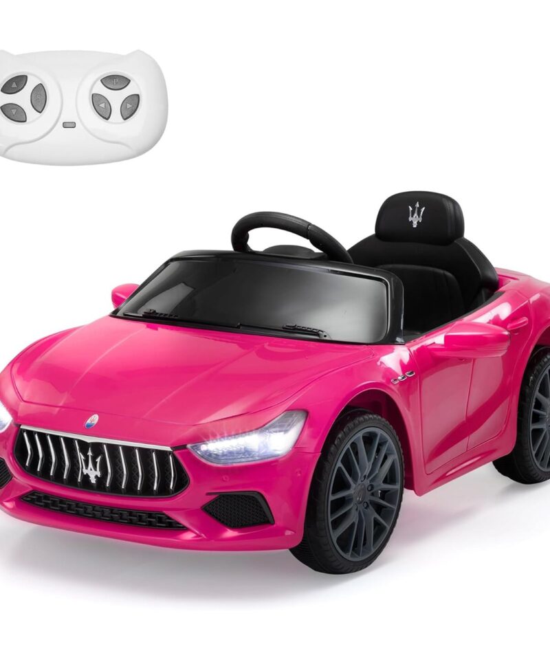 Kids Ride On Car, 12V Maserati Ghibli Electric Toy w/ Remote, Music, Pink