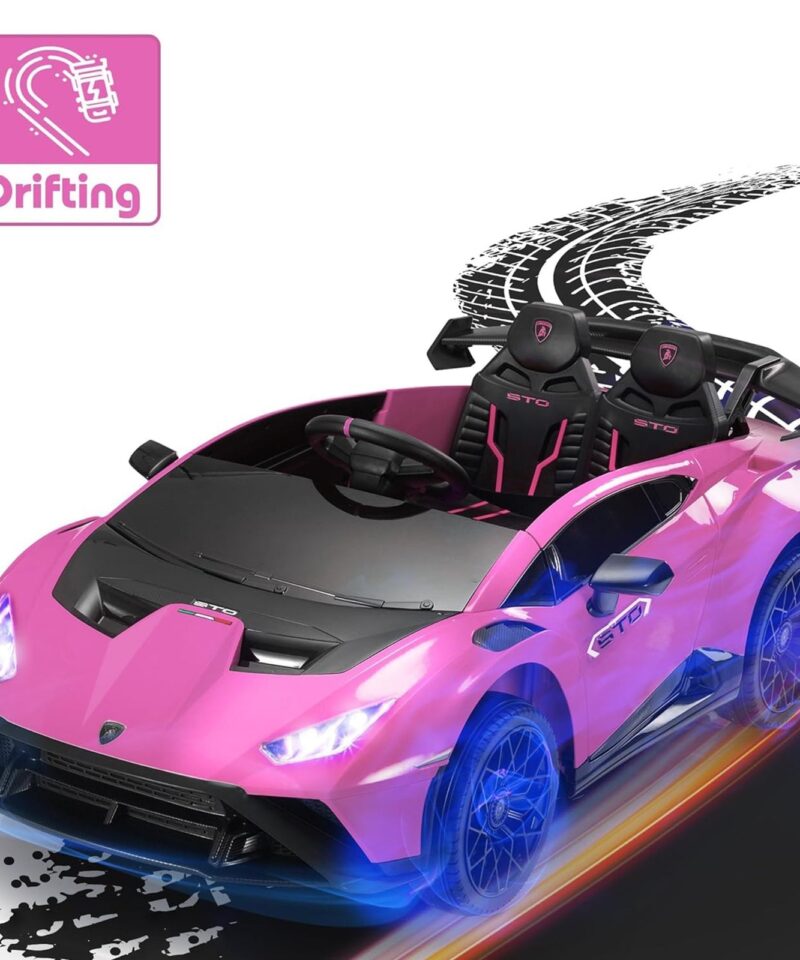 24 Volt Lamborghini Electric Car Toy with Remote Control Included, Pink - Image 4
