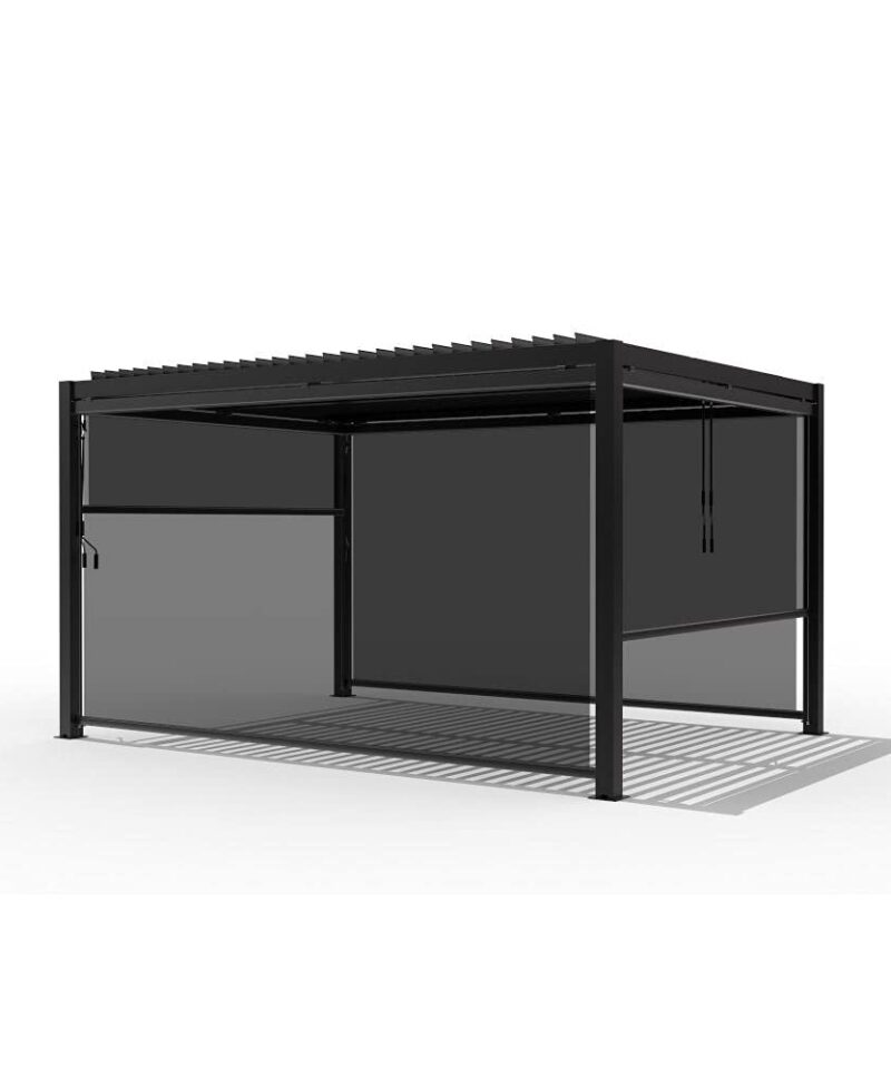 Deluxe Modern Patio Veranda Pergola Carport Black Charcoal with Louvered Shutter Roof 3m x 4m - Image 2