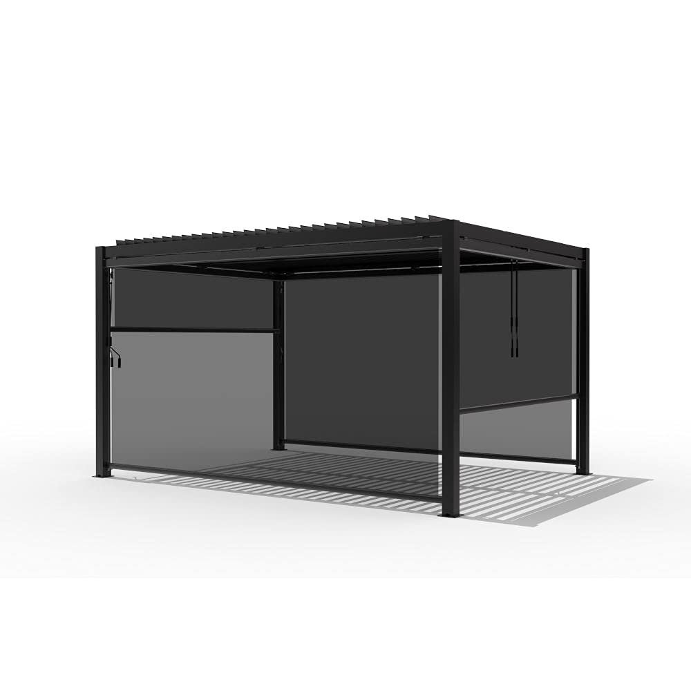 Deluxe Modern Patio Veranda Pergola Carport Black Charcoal with Louvered Shutter Roof 3m x 4m - Image 2